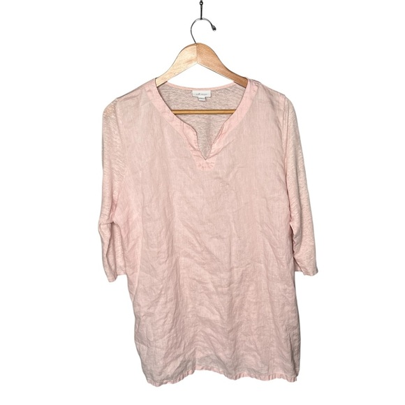 J. Jill Love Linen Pure Linen Light Pink Tunic - Picture 2 of 10